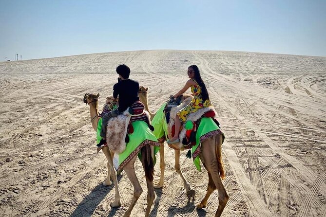 Camel trekking on the Dunes with Sunset - Falcon photos and Bedouin tent time