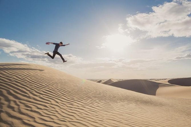 Desert safari, Dune bashing, sandboarding, camel, ATV Option - The camel stop: useful photo, limited ride