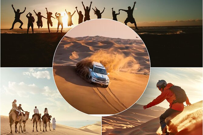 Doha Desert Excursion Dune Bashing Sandboarding Camel Ride - Key points at a glance