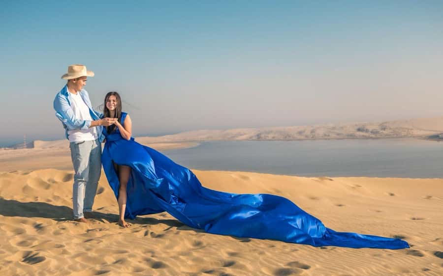 Doha: Desert Safari, Adventure, Sandboarding and Camel Ride - Sandboarding on soft golden slopes