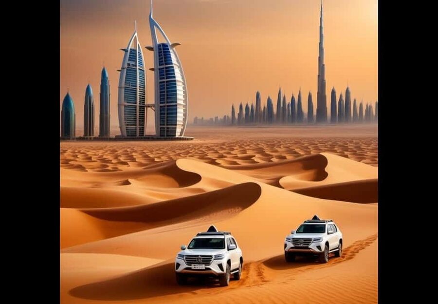 Doha: Desert Safari to the Inland Sea with All Activities - Sea Line Beach, camels, and falcon photos