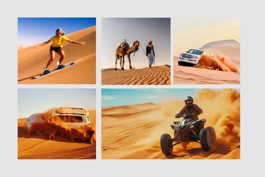 Doha: DesertSafari with Quad Bike, Camel Ride & Sandboarding - Dune bashing in a professional 4x4