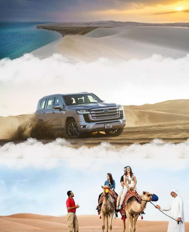 Doha: Night DesertSafari DuneBashing Sandboarding CamelRide - What dune bashing feels like at night