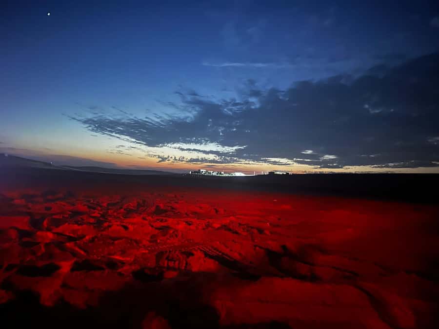Doha: Night Safari with Dune Bashing and Camel Ride - Sunset photographs and the Inland Sea