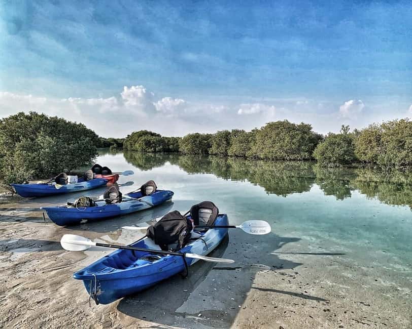 Doha: Private Purple Island Mangroves Kayaking Adventure - Entering Al Thakira’s green water channels