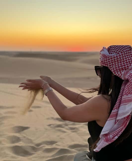 Doha Qatar : sealine adventure Camel Ride sandboard Sunset - Key points at a glance