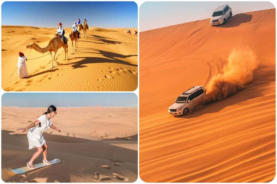 Doha: Safari, Camel Ride, Sand boarding and Inland Sea Tour - Sandboarding down the dunes