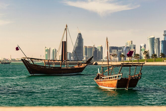 Doha Traditional Dhow Cruise With Corniche Walk - West Bay and Katara Towers after sunset