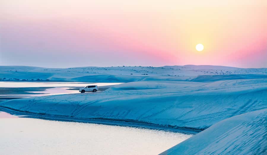 Qatar: Desert Safari, Camel Ride, Inland sea, Sandboarding - Sandboarding on Qatar’s dunes