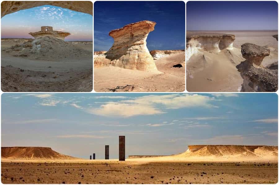 West Qatar tour to Richard Sierra sculpture,Umbrella Rock - Shahaniyah Camel Race Track: a quick look at Qatari tradition