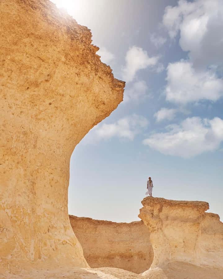 West Qatar tour to Richard Sierra sculpture,Umbrella Rock - Zekreet and the umbrella-shaped rock